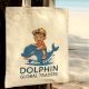 Dolphin Voyage Illustrated Cotton Tote Bag